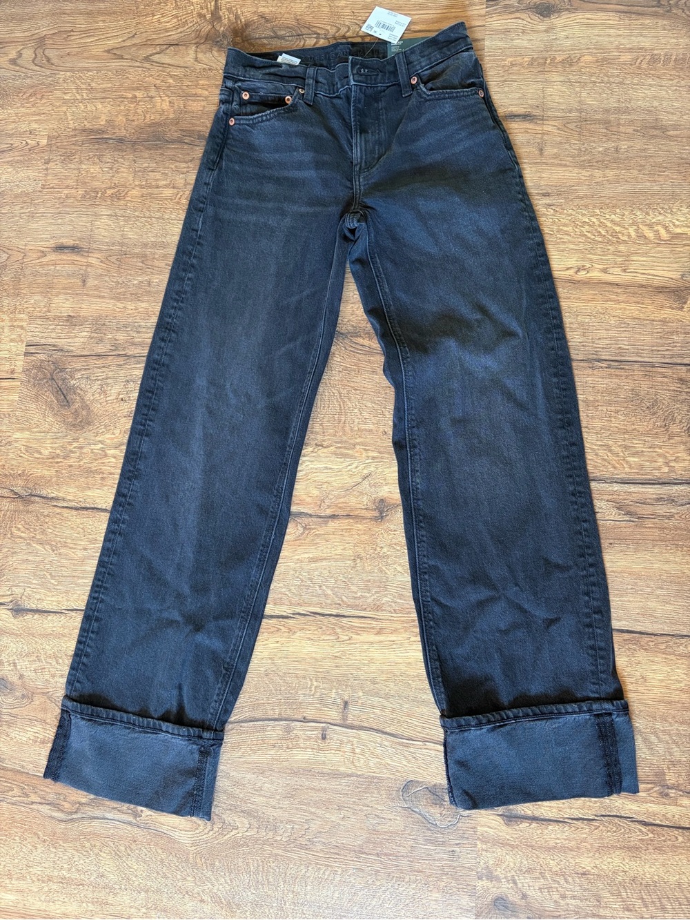 Black American Eagle Stovepipe High Rise Straight-Leg Cuffed Women’s Jeans